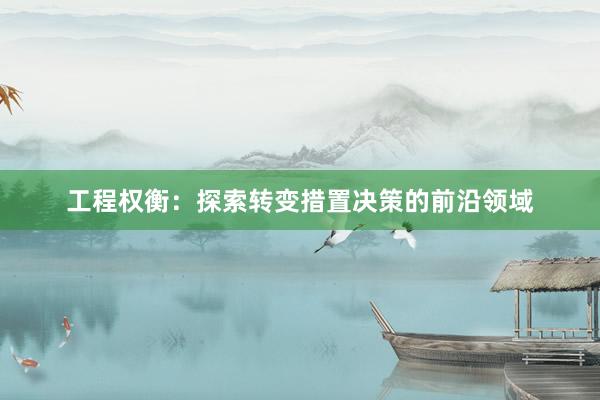 工程权衡：探索转变措置决策的前沿领域