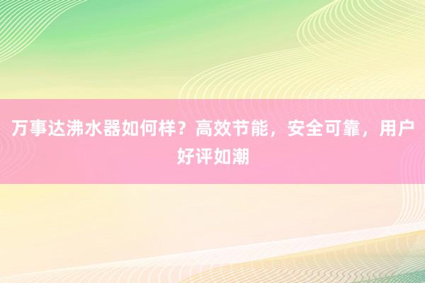 万事达沸水器如何样？高效节能，安全可靠，用户好评如潮