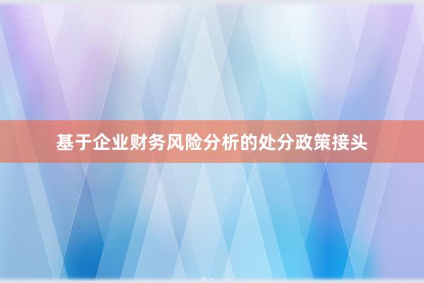 基于企业财务风险分析的处分政策接头