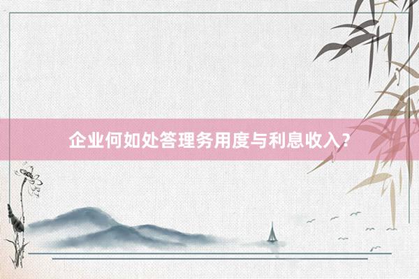 企业何如处答理务用度与利息收入？