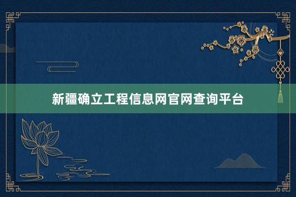 新疆确立工程信息网官网查询平台